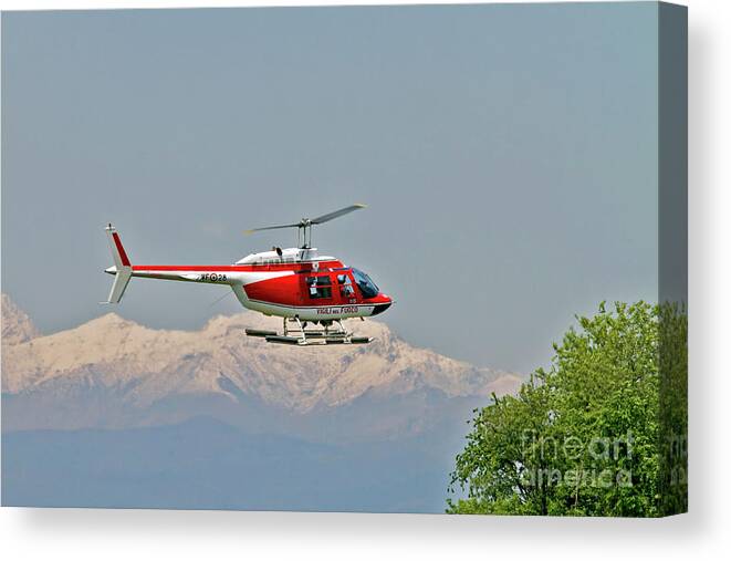 Agusta Canvas Print featuring the photograph Vigili del Fuoco VF 80 Agusta A109 Power Helicopter by Amos Dor