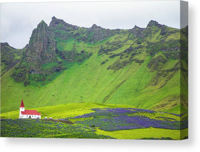 Travel Canvas Print featuring the photograph Vik Village Church, Iceland by Venetia Featherstone-Witty