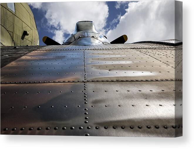 Aviation Canvas Print featuring the photograph Vintage Camouflaged Propeller Aircraft by Phil Cardamone