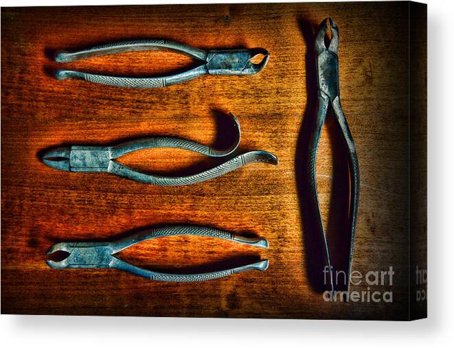 Paul Ward Canvas Print featuring the photograph Vintage Dental Tooth Extraction Tools by Paul Ward