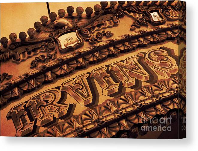 Aged Canvas Print featuring the photograph Vintage Fairground Carousel by Paul Warburton