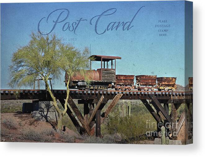 Train Canvas Print featuring the photograph Vintage Mining Train with Carriages by Teresa Zieba