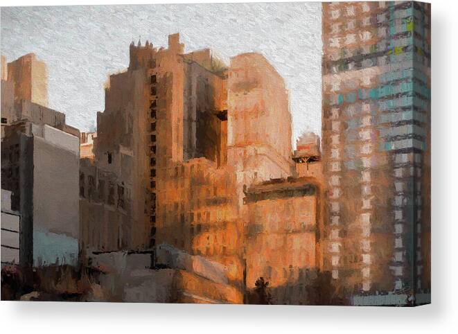 Manhattan Canvas Print featuring the painting Vintage New York City Apartments by Thomas Logan