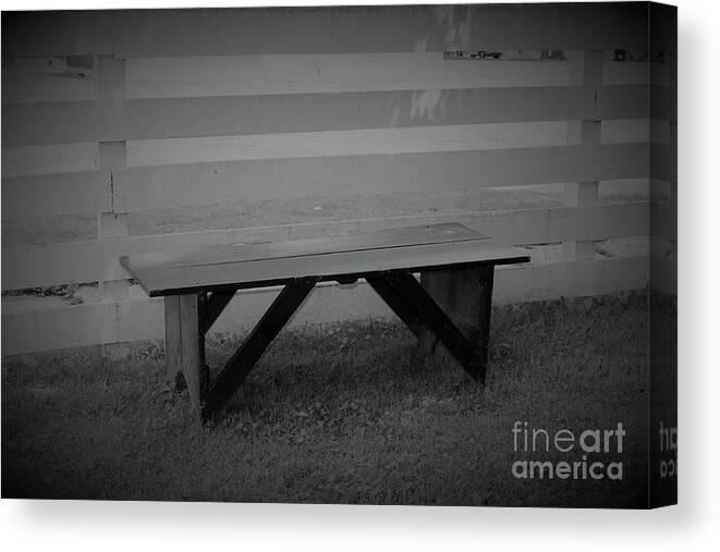 Vintage Shaker Bench Canvas Print featuring the photograph Vintage Shaker Bench by Carol Riddle