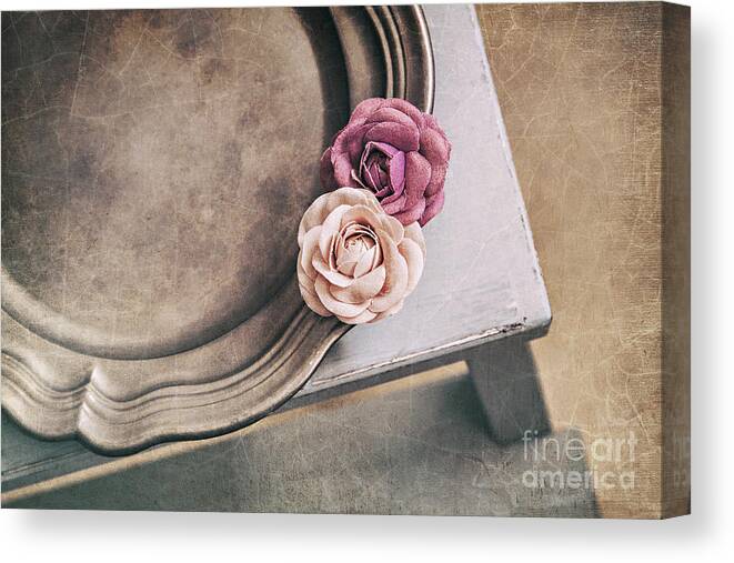 Paper Canvas Print featuring the photograph Vintage styled platter still life by Sophie McAulay