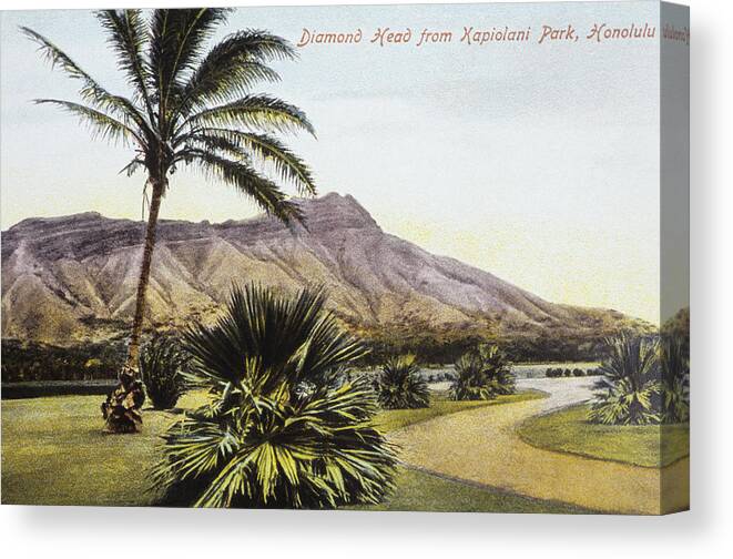 1910 Canvas Print featuring the photograph Vintage Waikiki Postcard by Hawaiian Legacy Archive - Printscapes