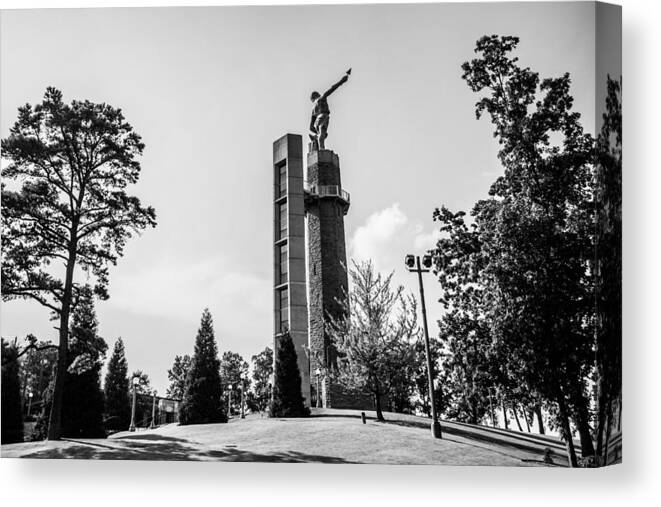 Birmingham Canvas Print featuring the photograph Vulcan in Black and White by Parker Cunningham
