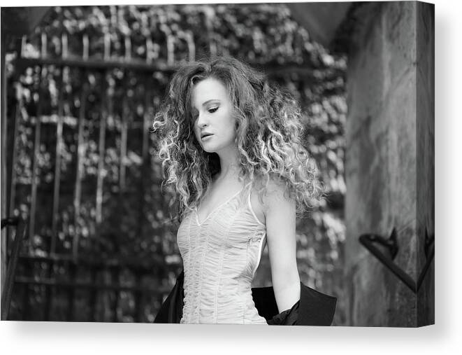 Woman Canvas Print featuring the photograph Vulnerable, Paris by Jean Gill