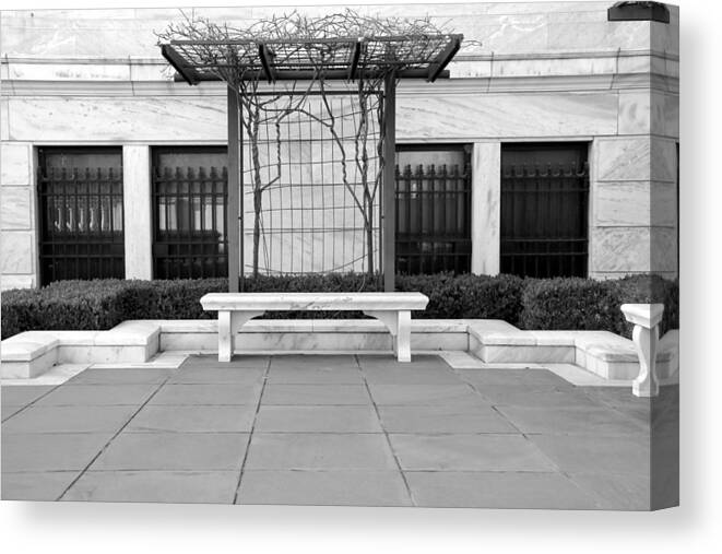 Black And White Photograph Canvas Print featuring the photograph Wade Park Arbor bw by Valerie Collins