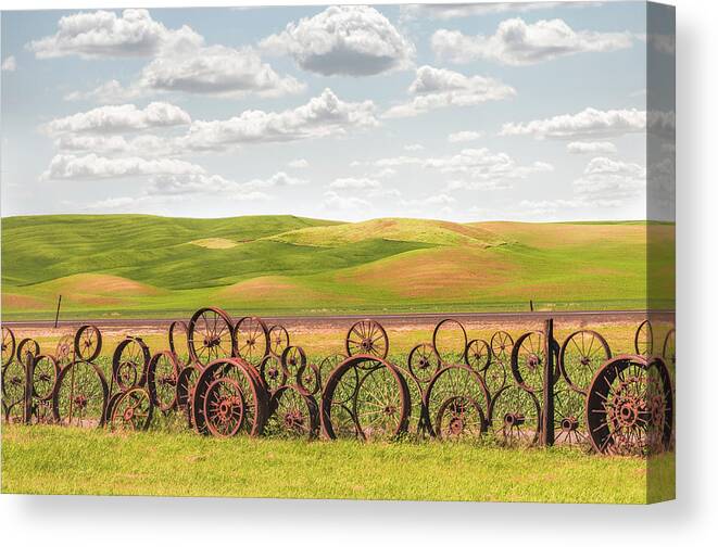 Agriculture Canvas Print featuring the photograph Wagon wheels art work by Usha Peddamatham