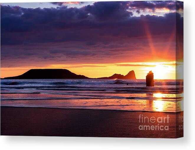 Clouds Canvas Print featuring the photograph Wales Gower Coast Helvetia by Minolta D