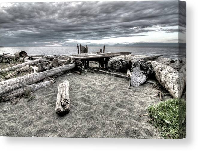 Walk Right In Canvas Print featuring the photograph Sit here and Watch the Sea by Kathy Paynter