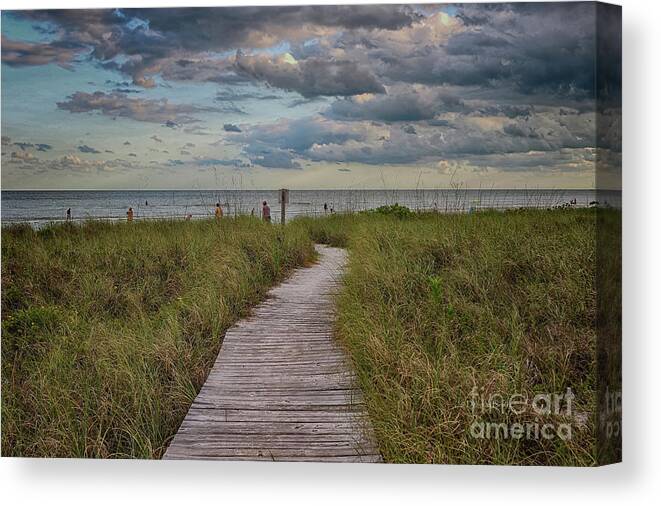 Landscape Canvas Print featuring the photograph Walkway To The Beach by Deborah Benoit