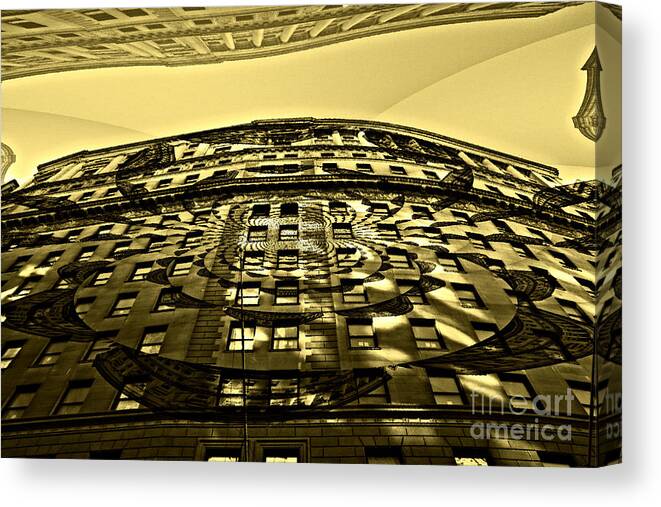 Wall St. Building Canvas Print featuring the photograph Wall Street Looking Up by Julie Lueders 