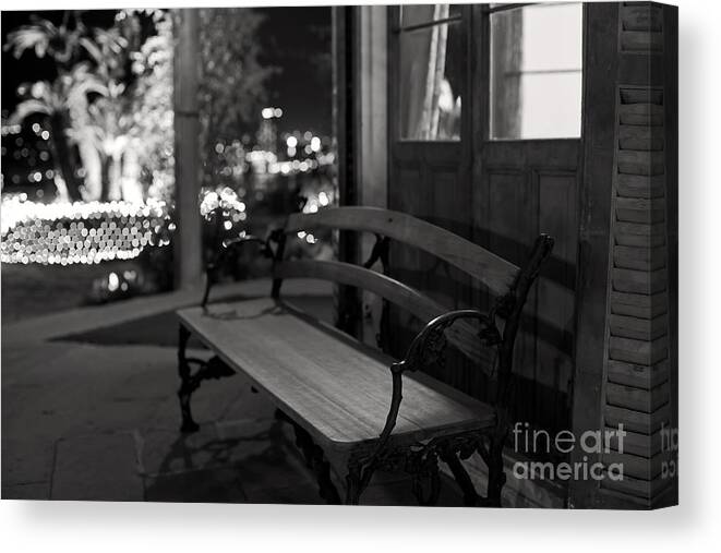 Bench Canvas Print featuring the photograph Wandering around the night by Aiolos Greek Collections