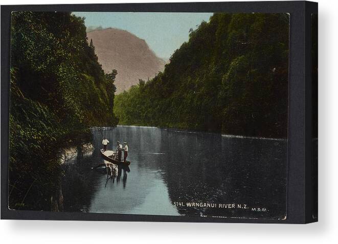 Wanganui River Canvas Print featuring the painting Wanganui River, The New Zealand, 1904-1915, Dunedin, by Muir and Moodie studio by Celestial Images