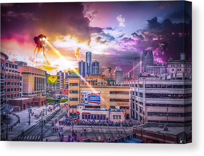 Salvador Canvas Print featuring the photograph War of the Worlds Detroit by Nicholas Grunas by Nicholas Grunas