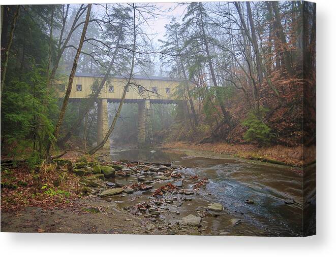 Ohio Canvas Print featuring the photograph Warner Hollow Rd Covered Bridge by Jack R Perry