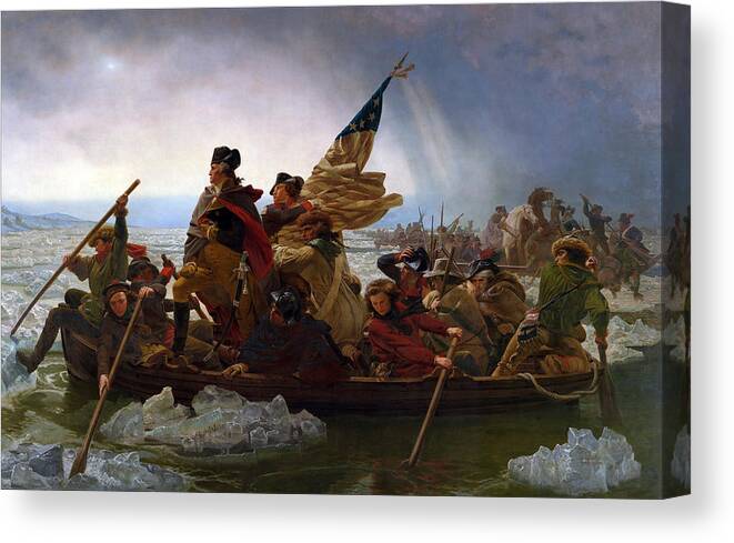 Washington Crossing The Delaware Canvas Print featuring the painting Washington Crossing the Delaware Painting - Emanuel Gottlieb Leutze by War Is Hell Store