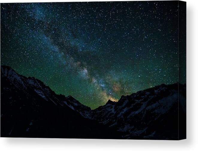 Cascades Canvas Print featuring the photograph Washington Pass Overlook Milky Way by Pelo Blanco Photo