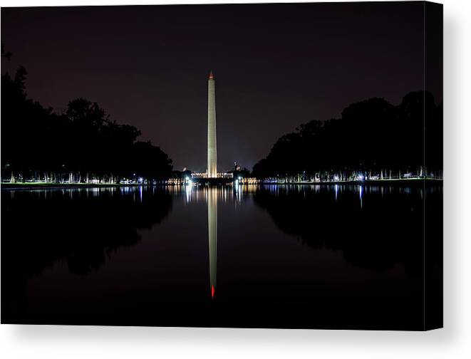 Night Canvas Print featuring the photograph Washington Reflection by Greg and Chrystal Mimbs