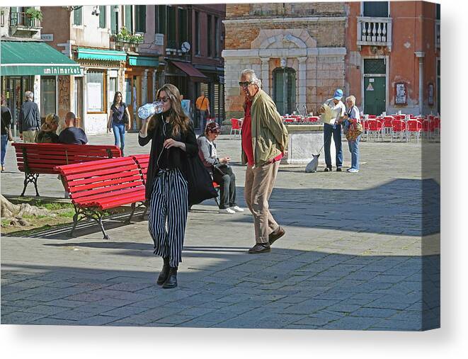 Campo Canvas Print featuring the photograph Watching The People Watchers In Venice, Italy by Rick Rosenshein
