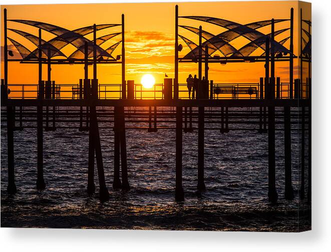 Redondo Beach Canvas Print featuring the photograph Watching the Sunset by Ed Clark