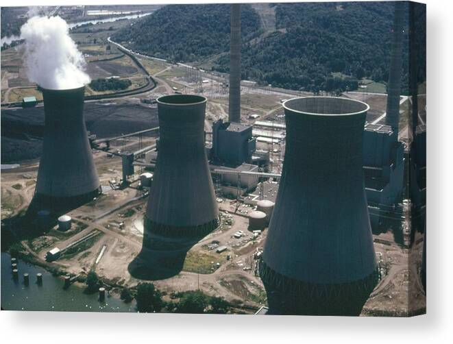 History Canvas Print featuring the photograph Water Cooling Towers Of The John Amos by Everett
