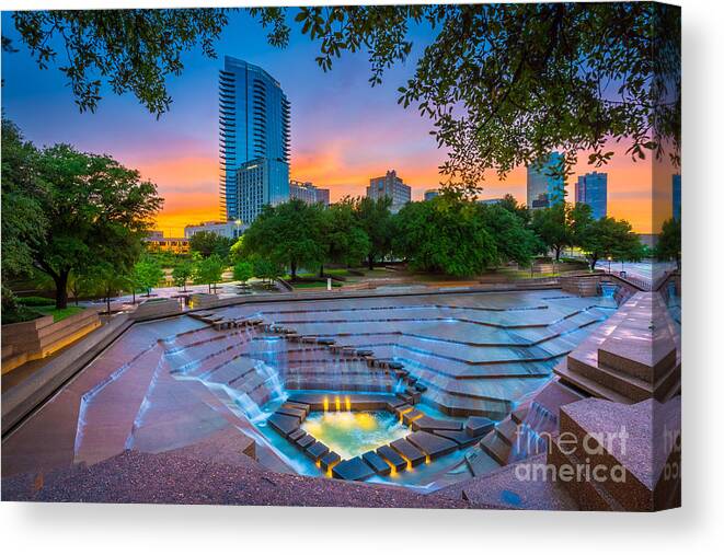 America Canvas Print featuring the photograph Water Gardens Sunset by Inge Johnsson