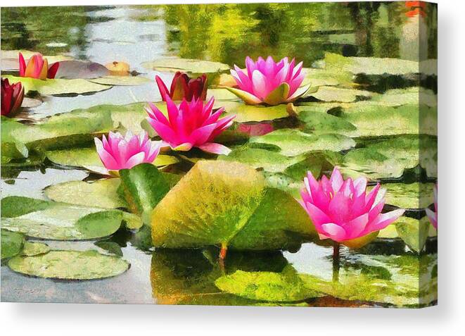 Water Lilies Canvas Print featuring the painting Water Lilies by Maciek Froncisz