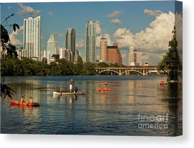 Canoeing Canvas Print featuring the photograph Water sports are a favorite pastime on Town Lake in Austin, Texas by Dan Herron