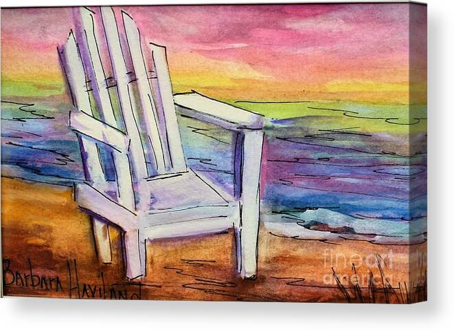 Chair Canvas Print featuring the painting Watercolor White Chair by Barbara Haviland