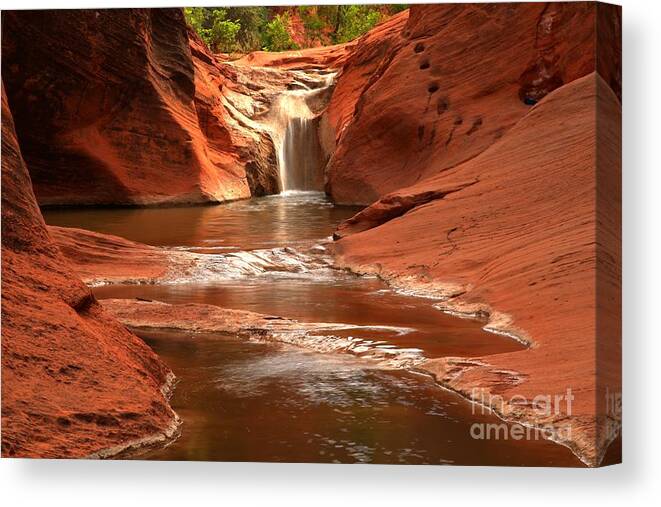 Red Cliffs Canvas Print featuring the photograph Waterfall At Red Cliffs by Adam Jewell