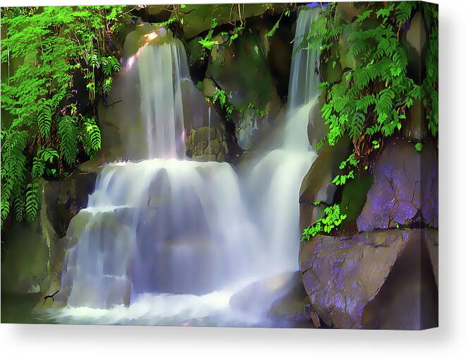 Waterfall Canvas Print featuring the painting Waterfall by Harry Warrick