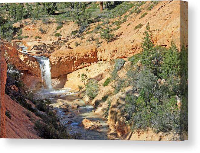 Bryce Canyon Canvas Print featuring the photograph Waterfall in the Desert by Kami McKeon