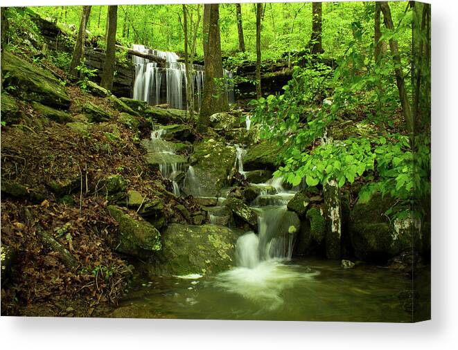 Hwy.23 Canvas Print featuring the photograph Waterfall of Arkansas by Tammy Chesney