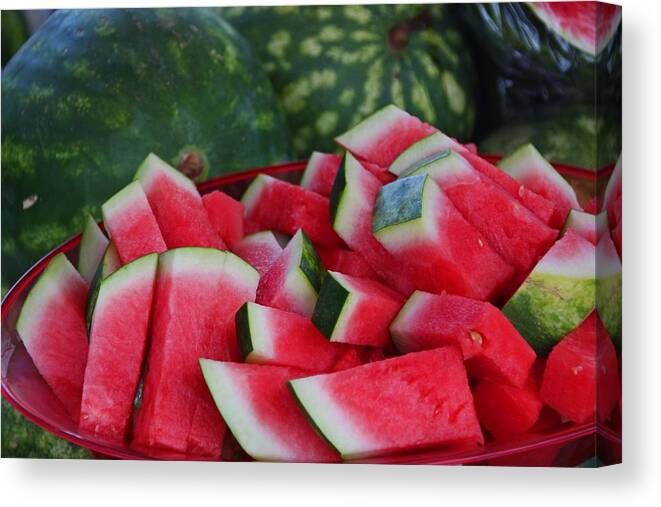 Watermelon Canvas Print featuring the photograph Watermelon II by Michiale Schneider