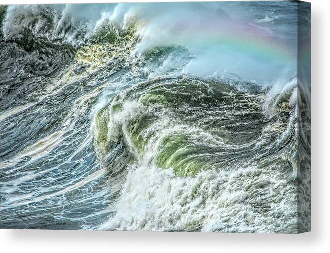 Sea Canvas Print featuring the photograph Wave Rainbow by Bill Posner