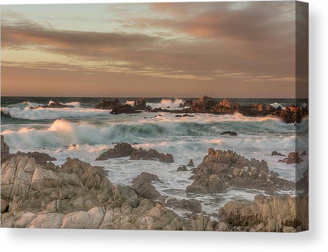 California Central Coast Canvas Print featuring the photograph Waves and Rocks by Bill Roberts