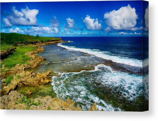 Pristine Canvas Print featuring the photograph Waves of Inarajan by Amanda Jones
