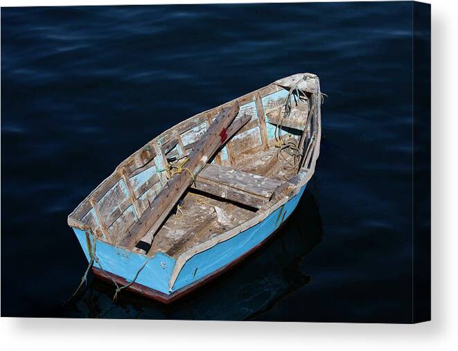 Weathered Blue Rowboat Canvas Print / Canvas Art by Art Block