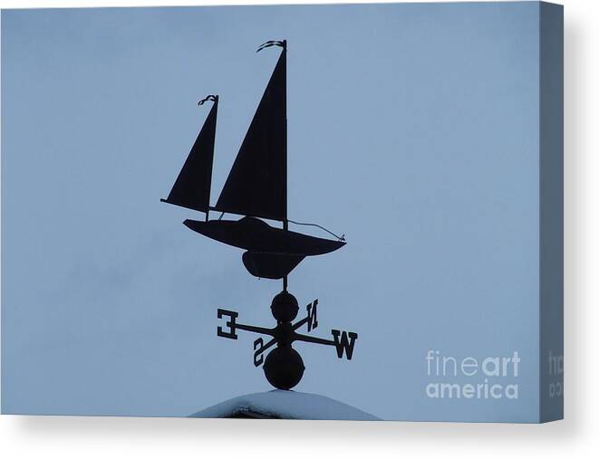 New England Weathervane Canvas Print featuring the photograph Weathervane Sailboat by Tom Maxwell