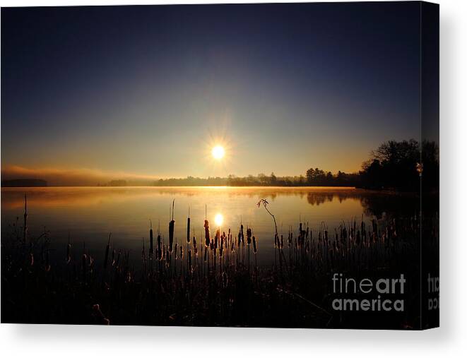 Sunrise Canvas Print featuring the photograph Webster Lake December Sunrise by Neal Eslinger