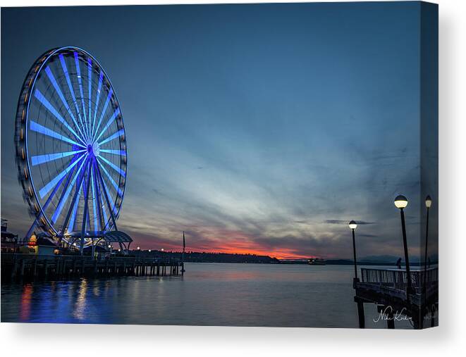 Usa Canvas Print featuring the photograph Wheel on the Pier by Framing Places