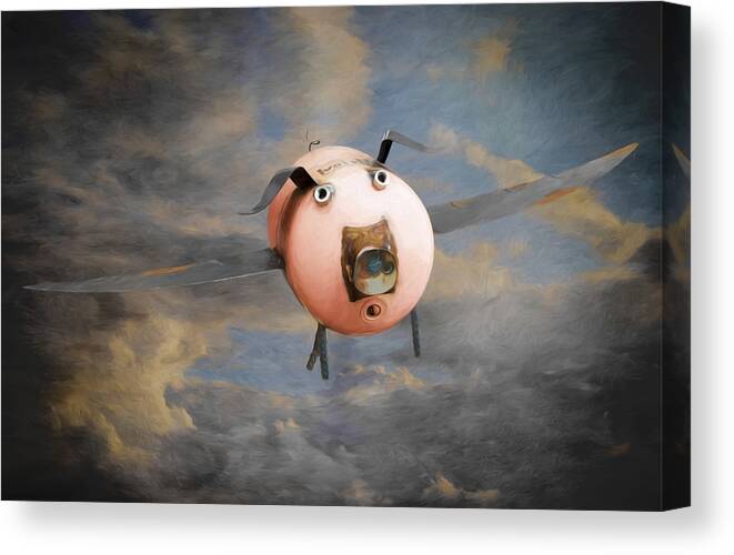 Art Photography Canvas Print featuring the photograph When Pigs Fly by Steven Michael