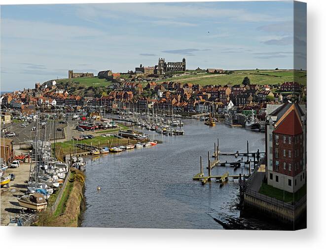 Britain Canvas Print featuring the photograph Whitby Marina and The River Esk by Rod Johnson