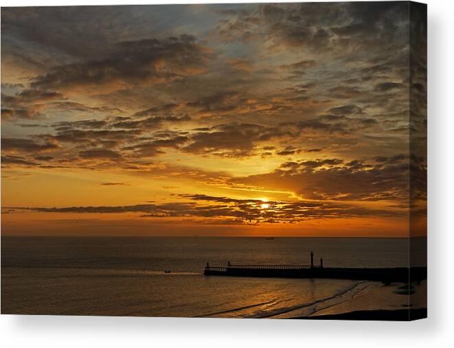 Britain Canvas Print featuring the photograph Whitby Sunrise by Rod Johnson