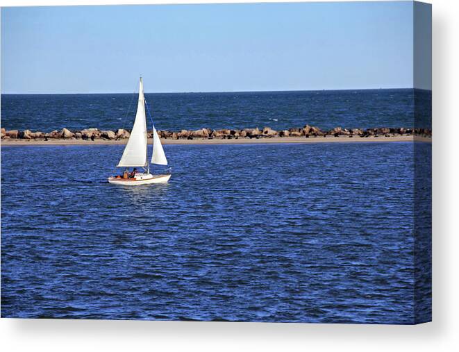 Sailing Canvas Print featuring the photograph White Sailboat by Angela Murdock
