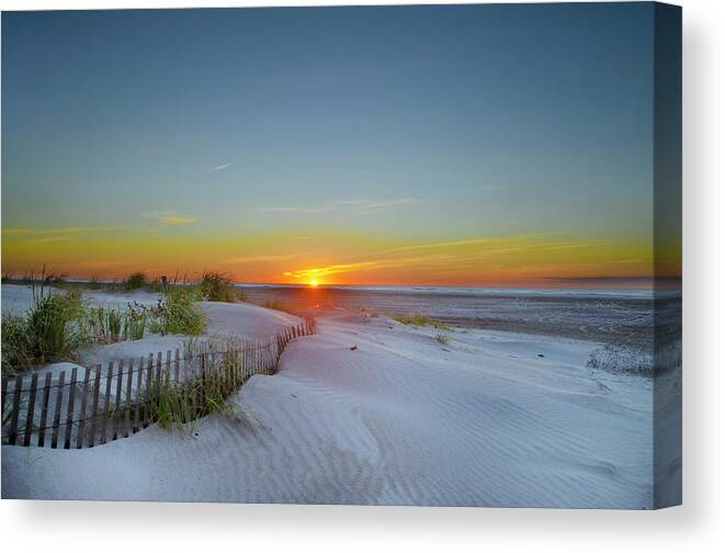 White Canvas Print featuring the photograph White Sands at Sunrise - Wildwood Crest New Jersey by Bill Cannon