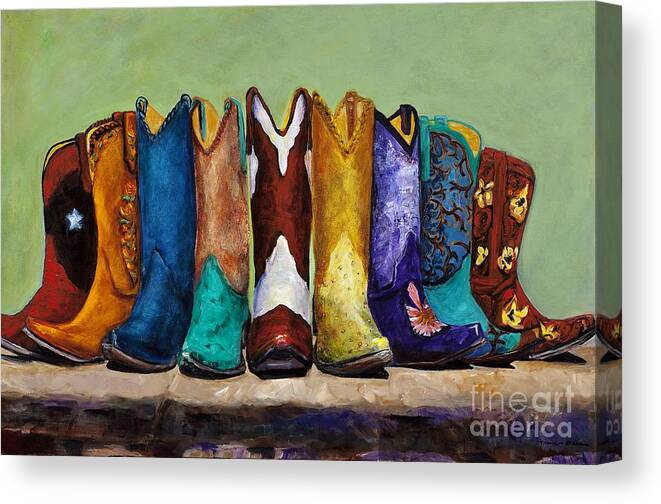 Cowboys Canvas Print featuring the painting Why Real Men Want to be Cowboys by Frances Marino